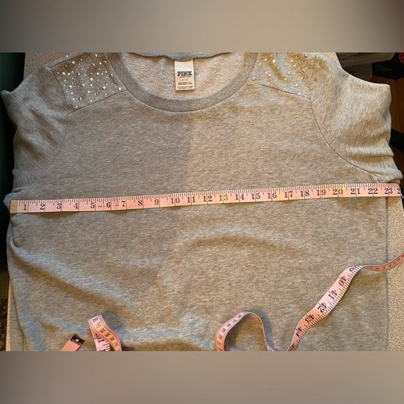 PINK V/S Grey Silver Studded Sweatshirt Size Large - Picture 8 of 10